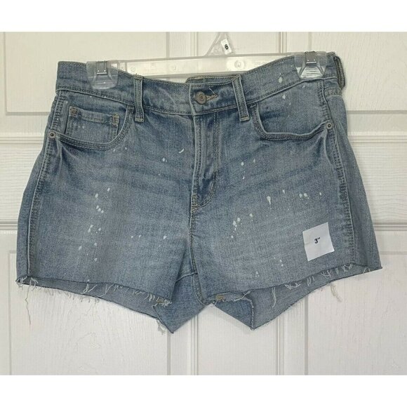 Old Navy Size 2 Cutoffs Shorts Blue Jean Denim Light Wash Bleach Splatter - Picture 1 of 5